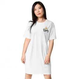 Queen with Gold Crown - White Loose Fit T-Shirt Dress - Larger Sizes