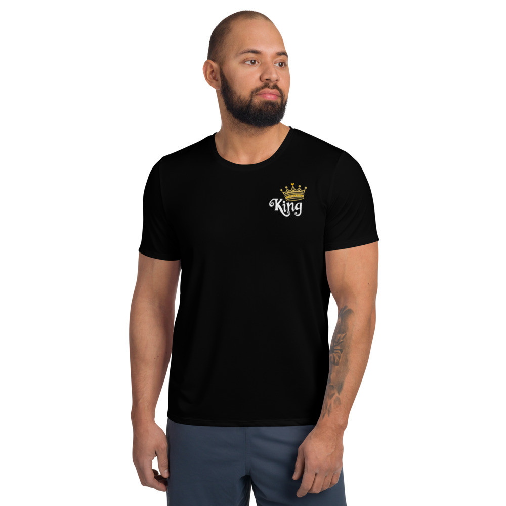 King with Gold Crown - Black Men's Athletic T-shirt with style