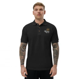 King with Gold Crown - Embroidered Polo Shirt with style