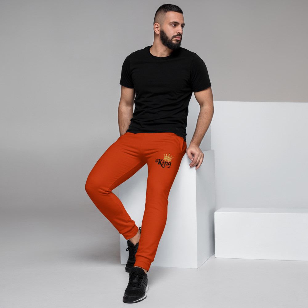 King with Gold Crown - Hot Red Men's Joggers with style