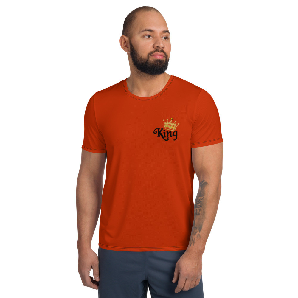 King with Gold Crown - Hot Red Men's Athletic T-shirt with style