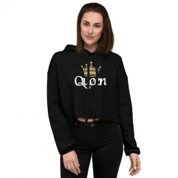 Queen and Gold Crown - I AM Crop Hoodie with style