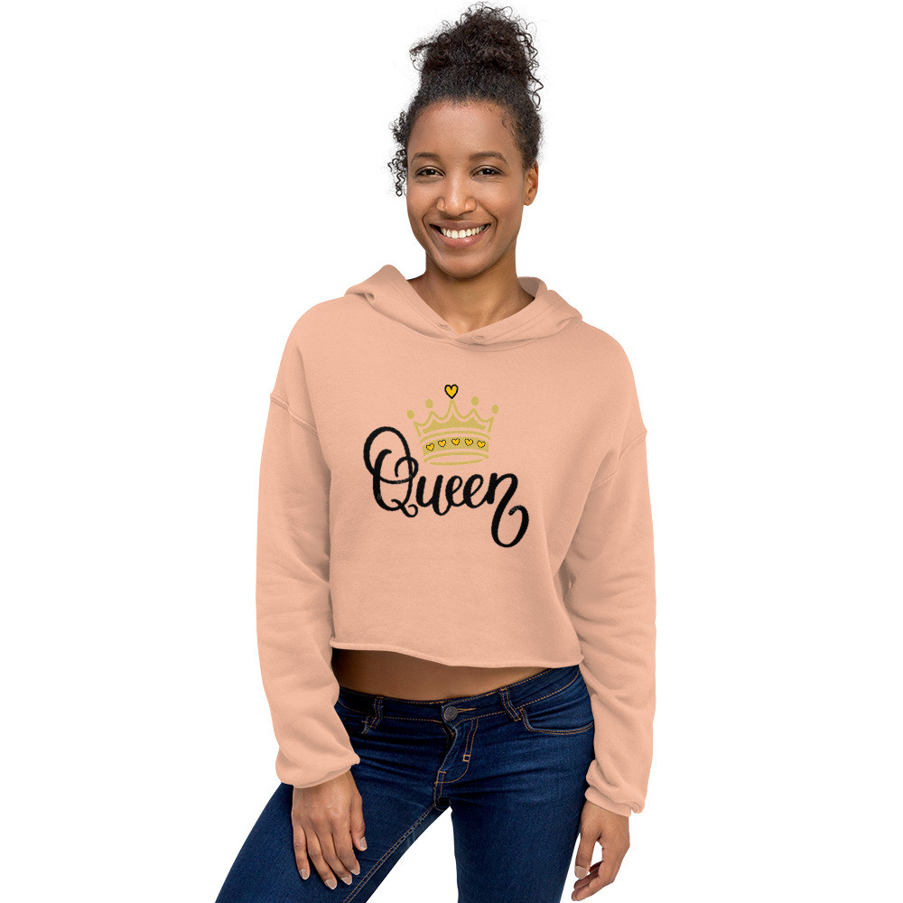 Queen with Gold Crown - I AM Crop Hoodie with style