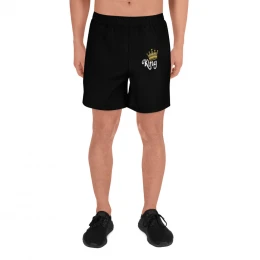 King with Gold Crown - I AM Men's Athletic Long Shorts with style