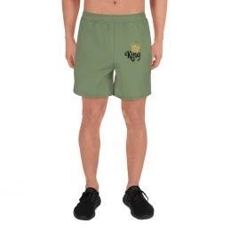 King with Gold Crown - I AM Camouflage Green Men's Athletic Long Shorts with style