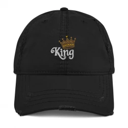 King with Gold Crown - I AM Distressed Dad Hat with style