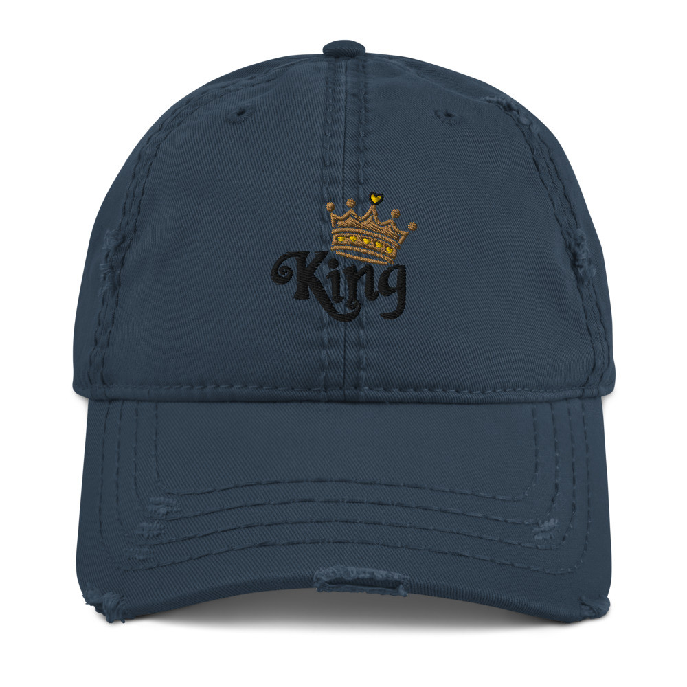 King with Gold Crown - I AM Distressed Dad Hat with style