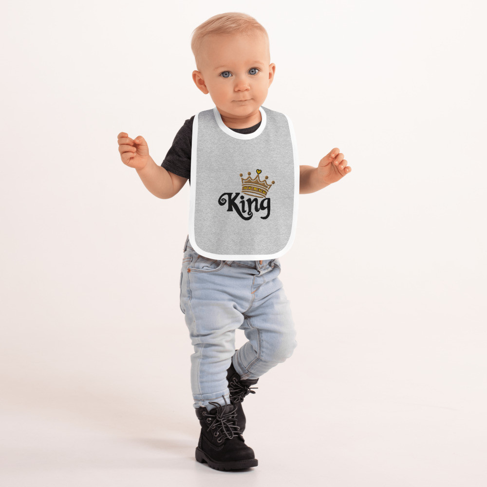 King - Embroidered Baby Bib with style