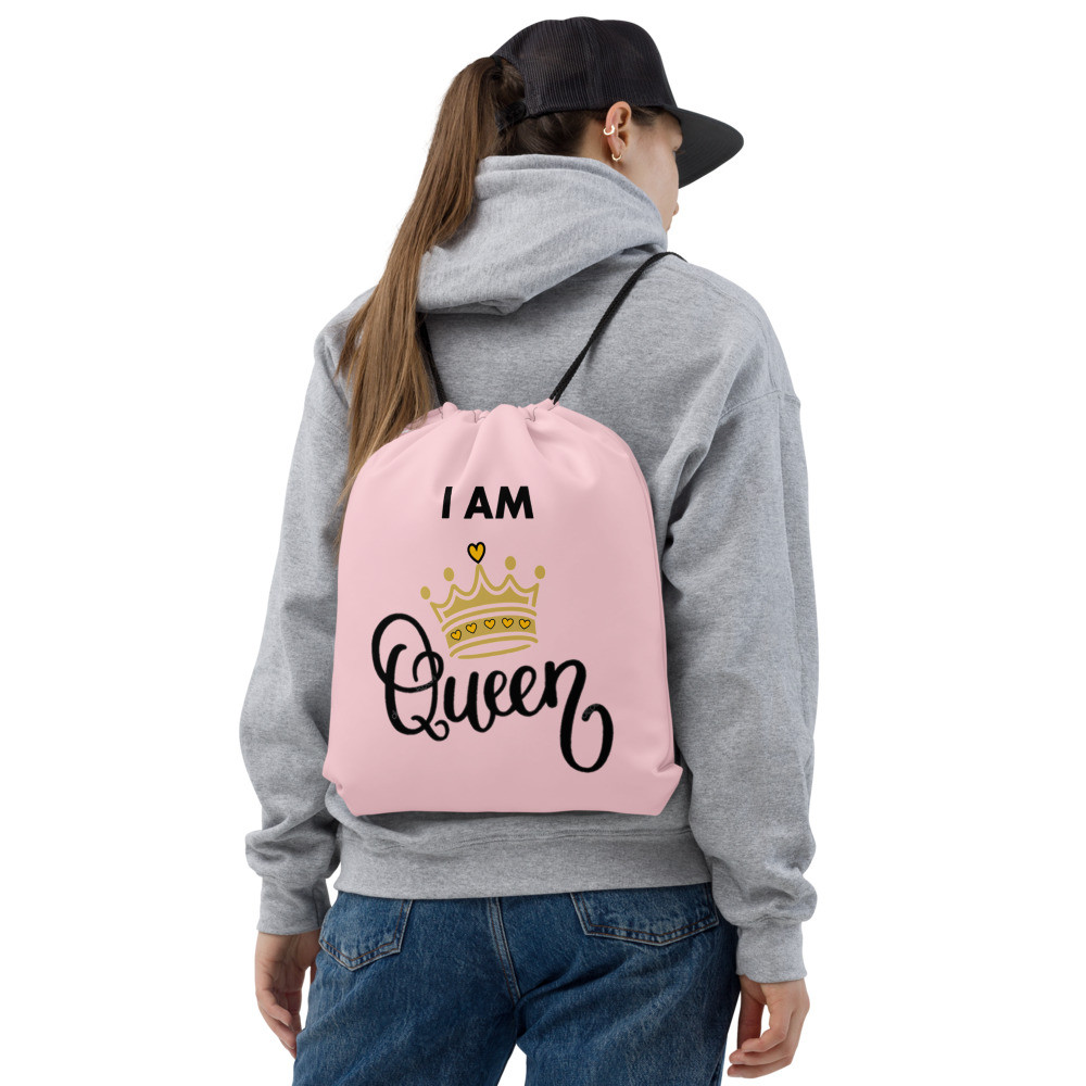 I AM Queen draw string bag with style