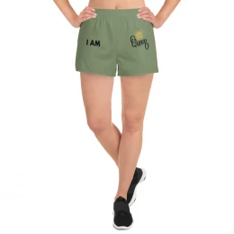 I AM Queen - Camouflage Green, Women's Athletic Short Shorts with style
