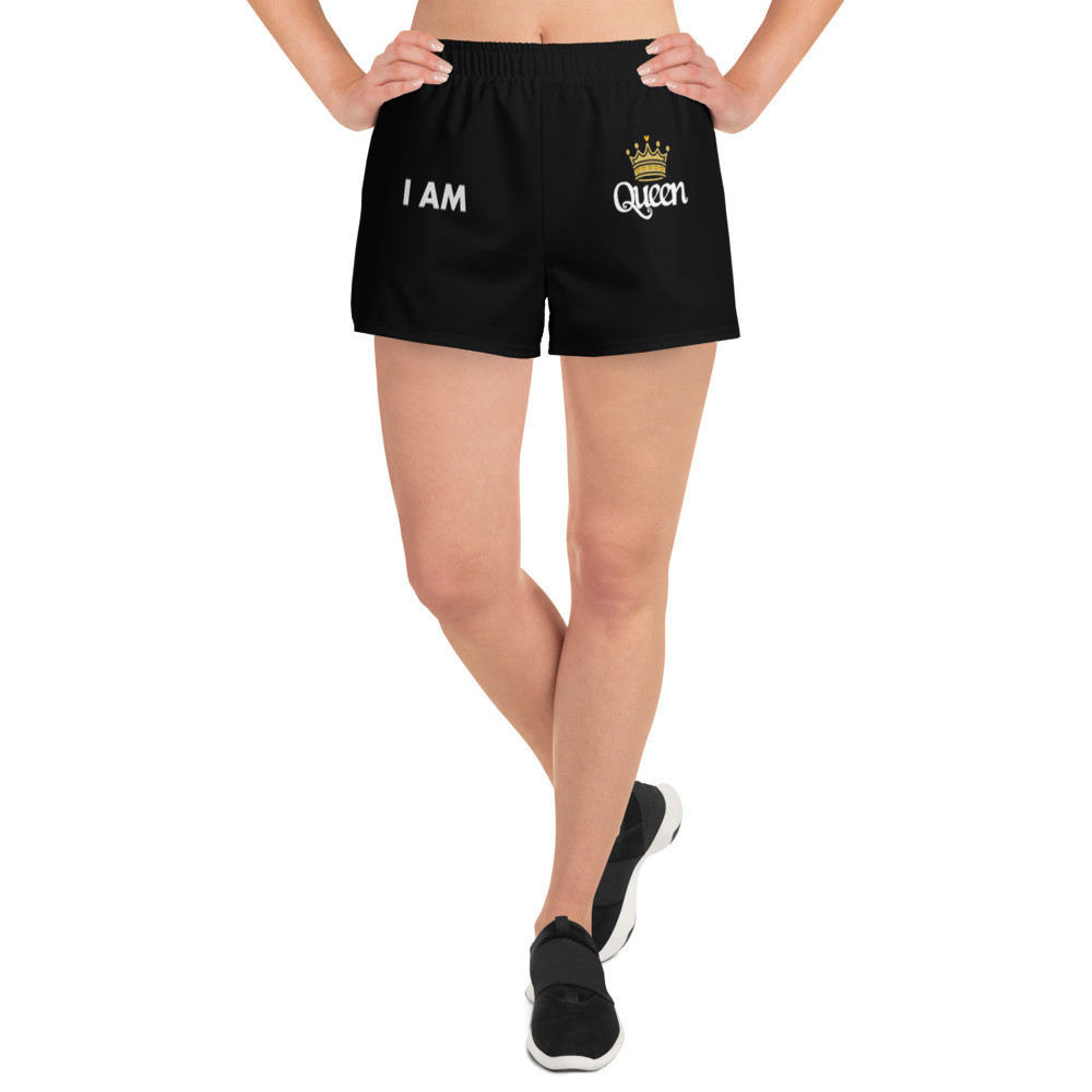 I AM Queen - Black, Women's Athletic Short Shorts with style