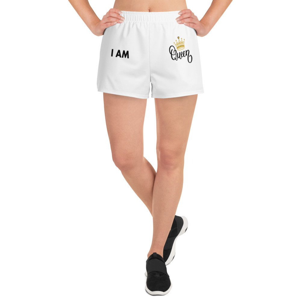 I AM Queen - White, Women's Athletic Short Shorts with style