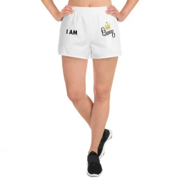 I AM Queen - White, Women's Athletic Short Shorts with style