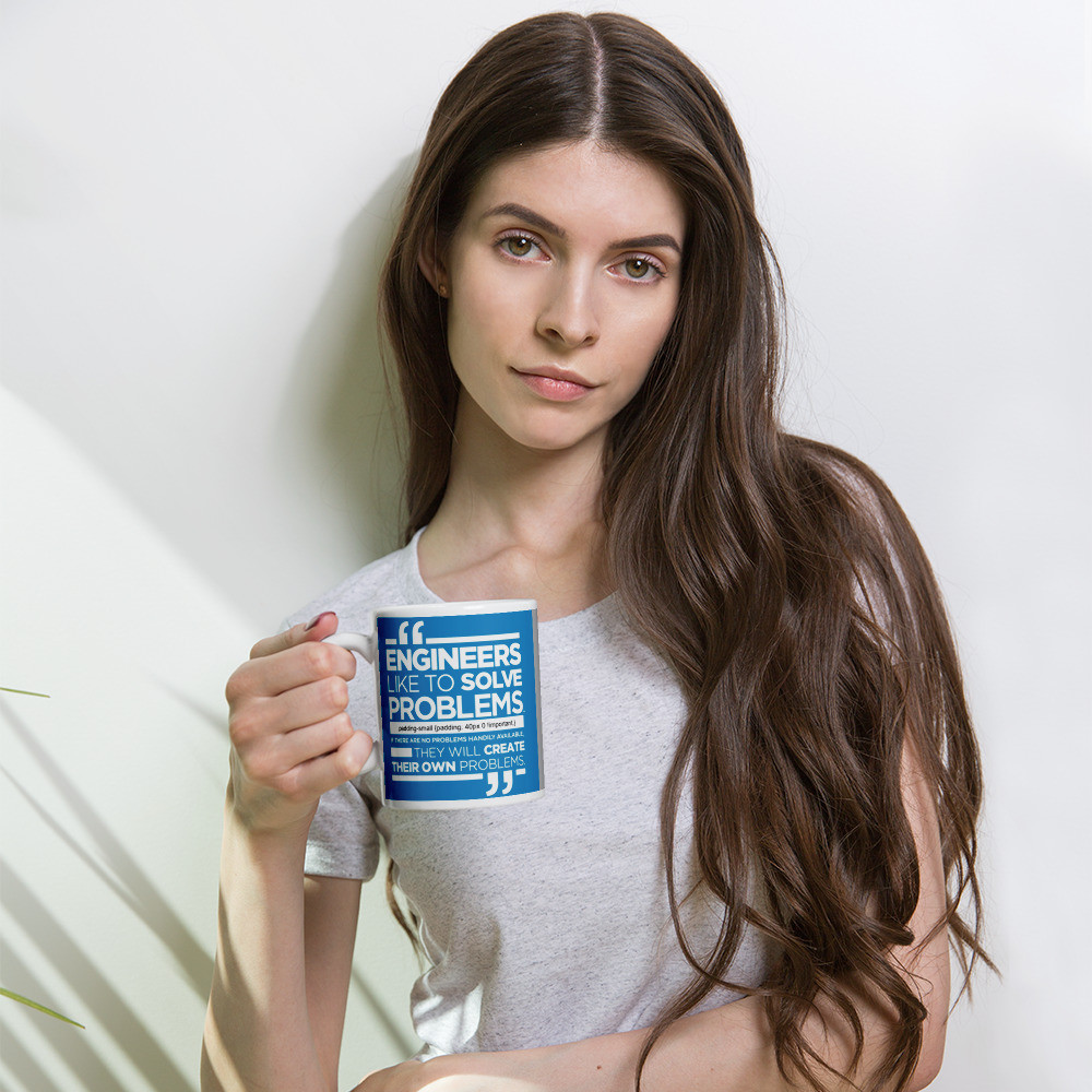 Engineers like to Solve Problems - Grey on White glossy mug