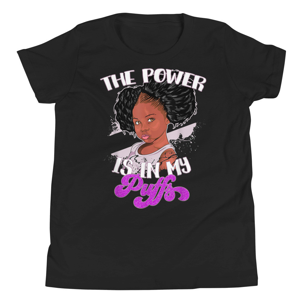 Power Is In My Puffs Afro Kids Black Pride T-Shirt