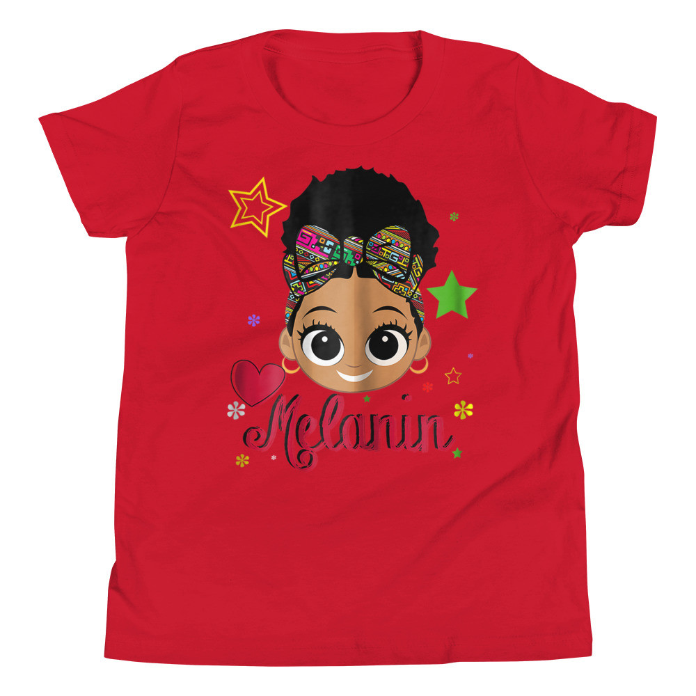 Youth Afro Puff African Pattern Bow Girl T-Shirt