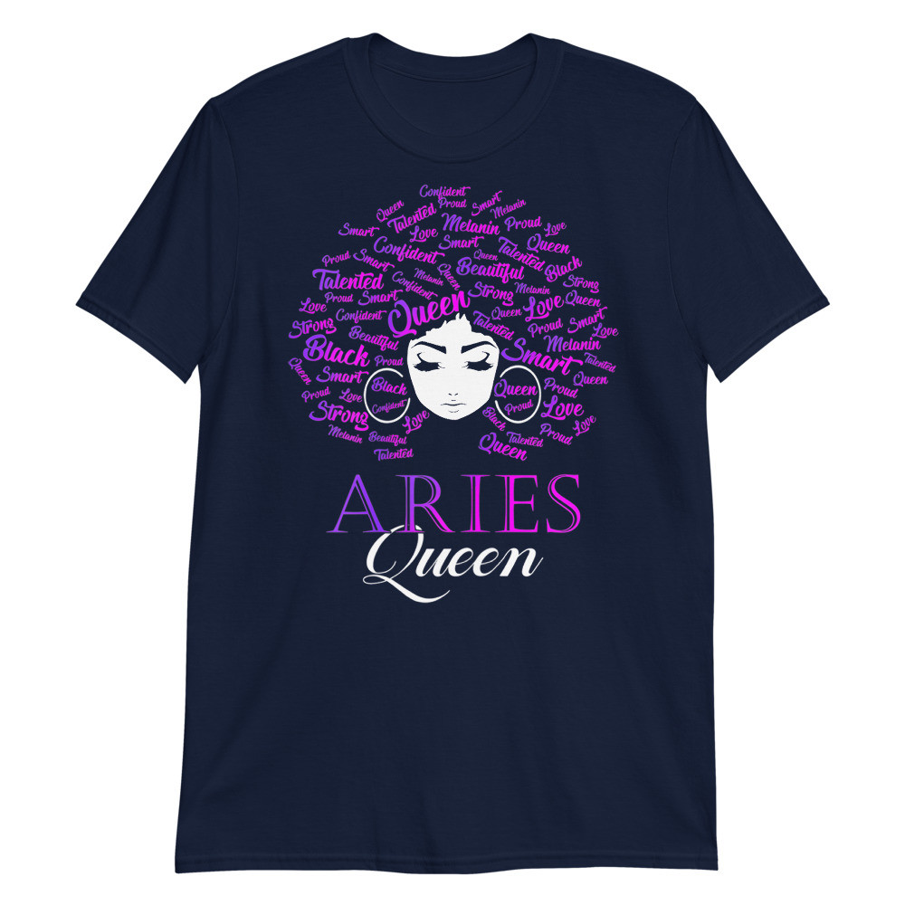 Womens Black Womens Afro Hair Aries Queen Birthday Gift Unisex T-Shirt