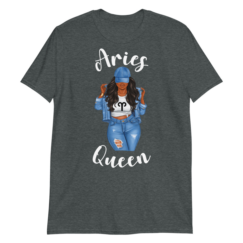 Streetwise Aries Black Queen Afro Womens Zodiac Birthday Unisex T-Shirt