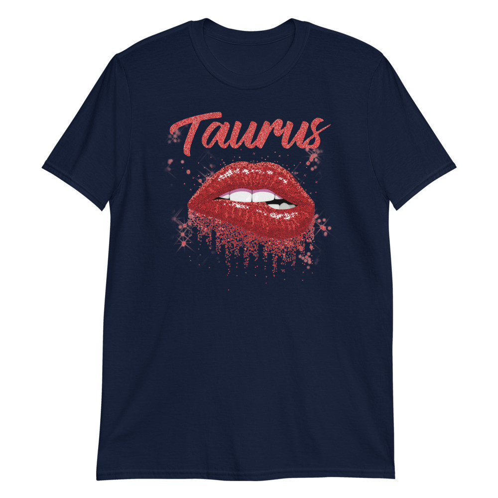 Taurus Zodiac Birthday Red Lips Black Women Unisex T-Shirt