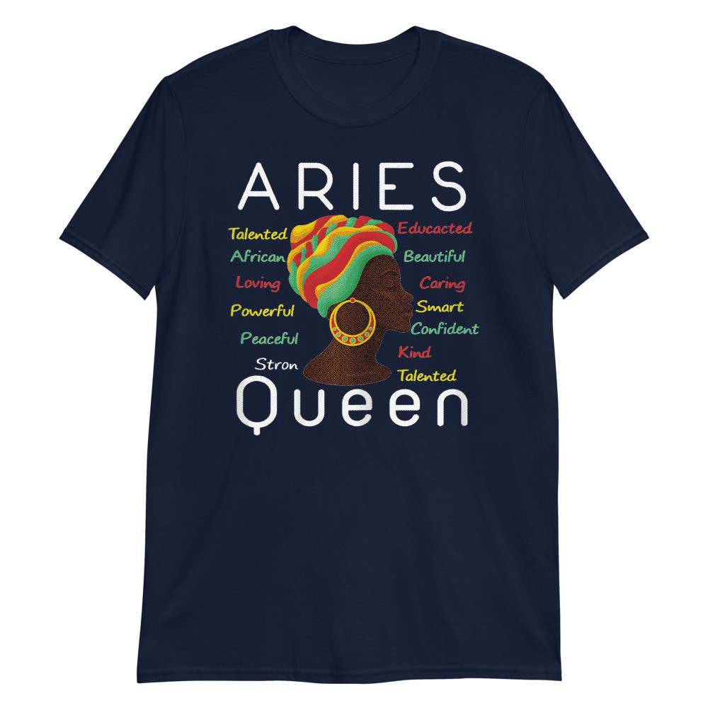 Womens Aries Queen Afro Horoscope March 21 to April 19 Unisex T-Shirt