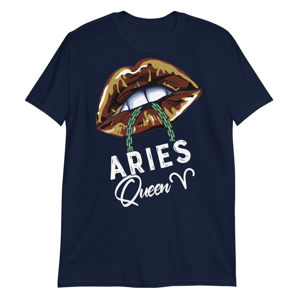 Aries Queen Lips Sexy Black Afro Queen March April Womens Unisex T-Shirt