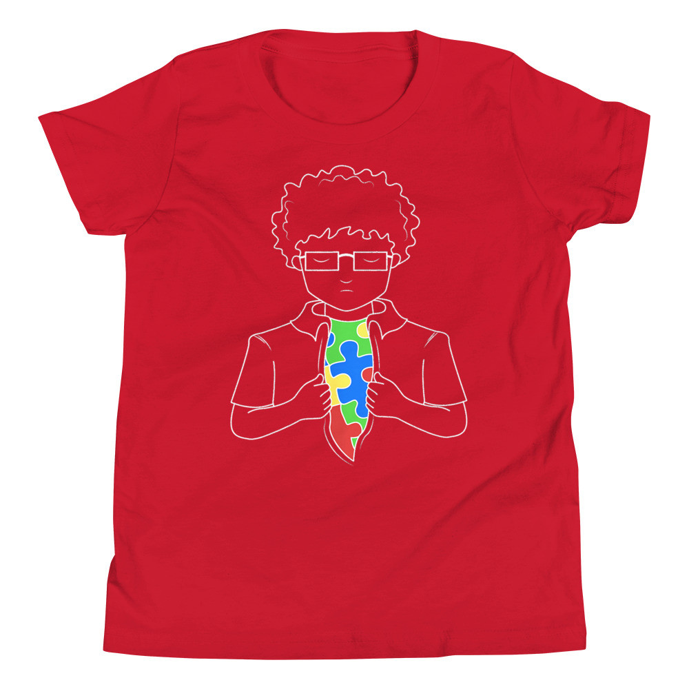 Youth Superhero Kid Autistic Puzzle Cool Autism Awareness T-Shirt