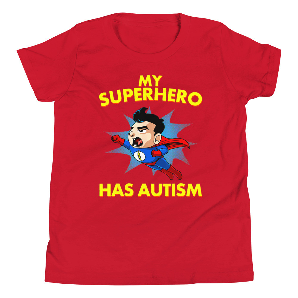 Youth Funny My Hero Has Autism Awareness Gift Autistic Superhero T-Shirt
