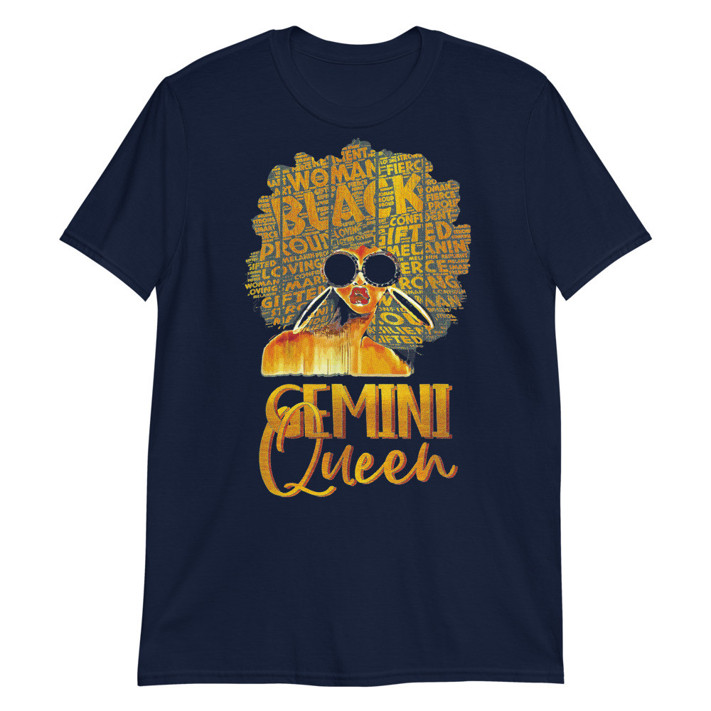 Black Women Afro Hair art Gemini Queen Gemini Birthday Unisex T-Shirt