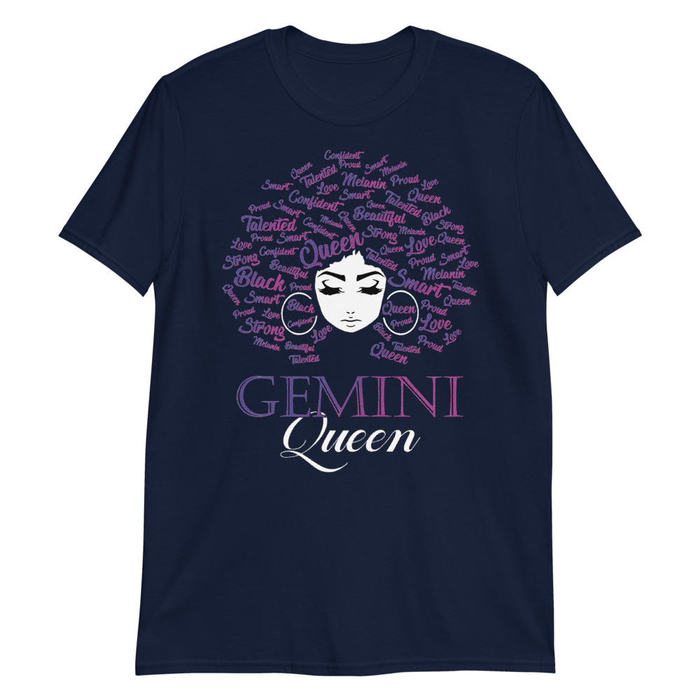 Womens Black Womens Afro Hair Gemini Queen Birthday Unisex T-Shirt