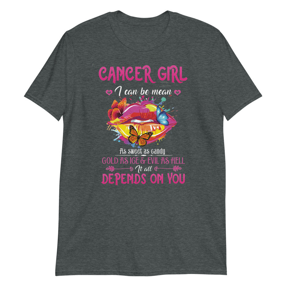 Womens Cancer Girl Lips June July Queen Birthday Zodiac Premium Unisex T-Shirt