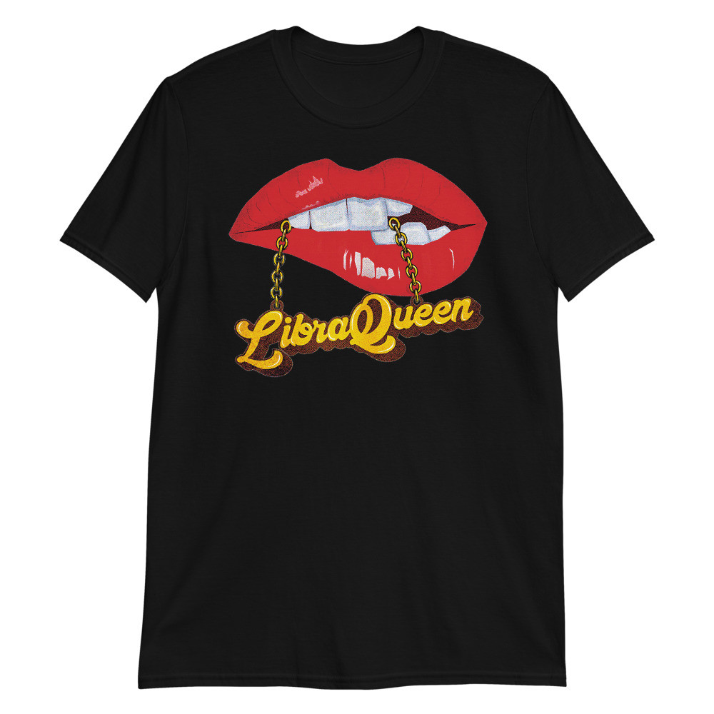 Womens Libra Queen Red Lips October Birthday Zodiac Unisex T-Shirt