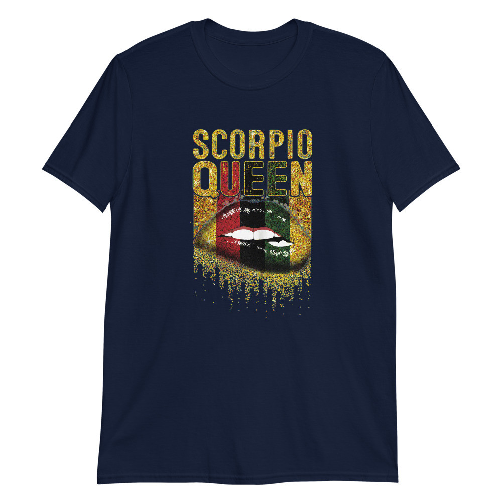 Women's Scorpio Queen Birthday African Black Girl Lips Gold Unisex T-Shirt