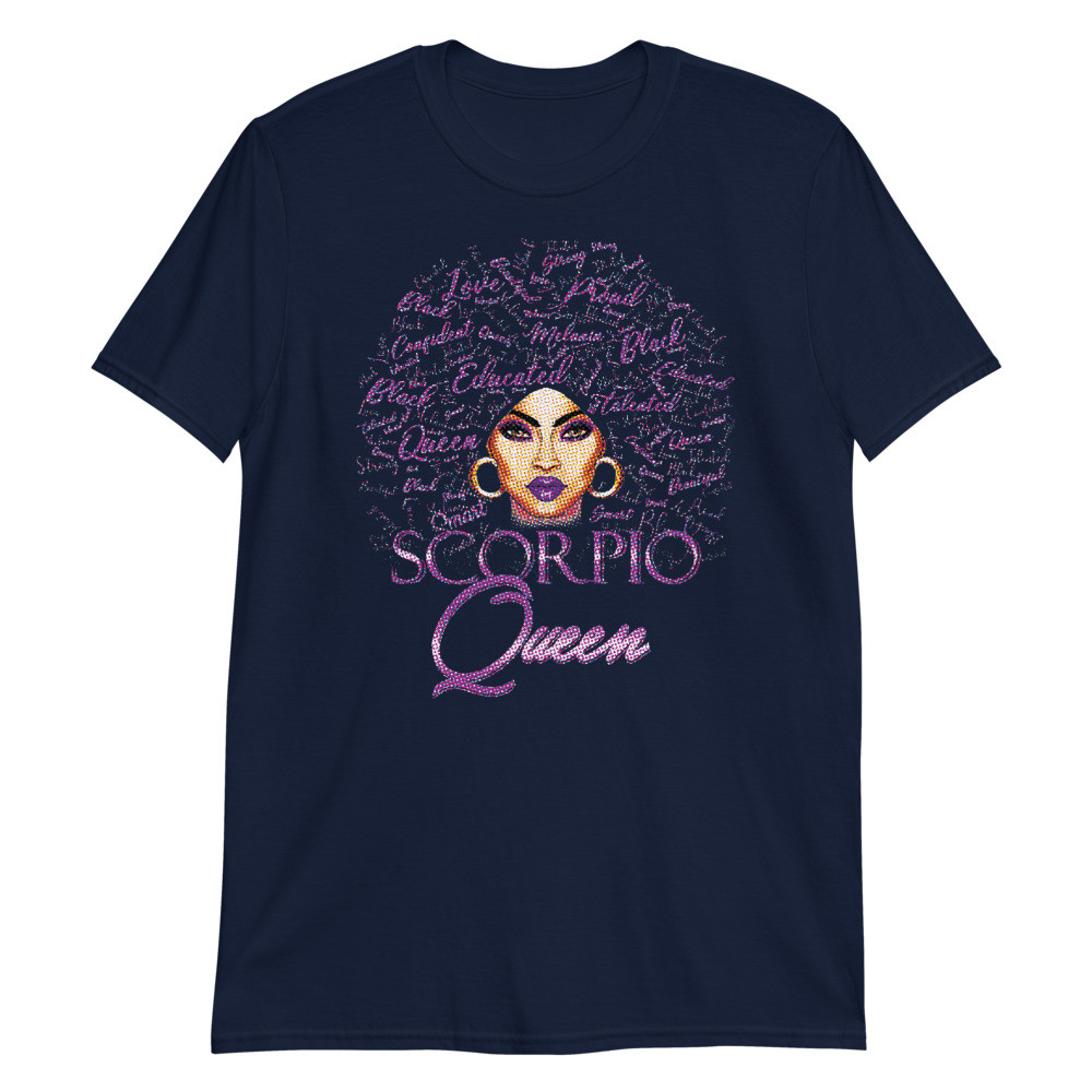 Scorpio Girl Womens Purple Afro Queen Black Zodiac Birthday Unisex T-Shirt