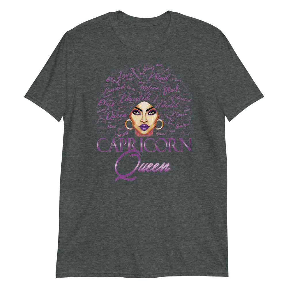 Capricorn Girl Womens Purple Queen Black Zodiac Birthday Unisex T-Shirt