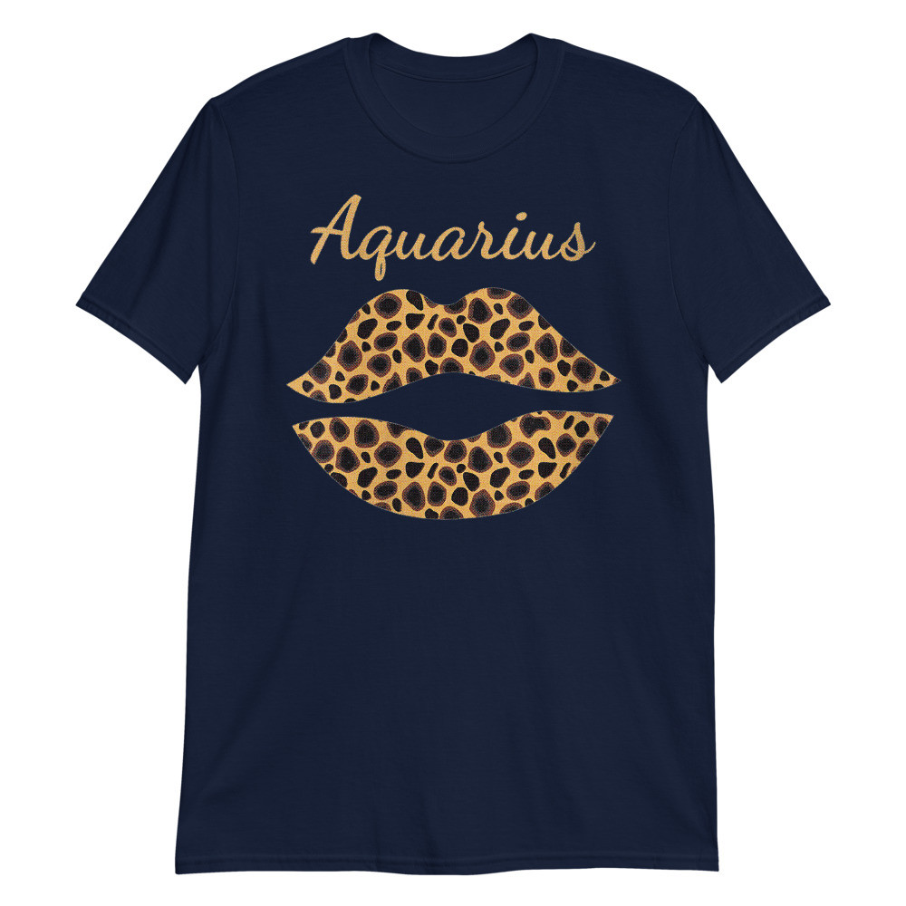 Women's Aquarius Leopard Lips Queen Zodiac Birthday Unisex T-Shirt