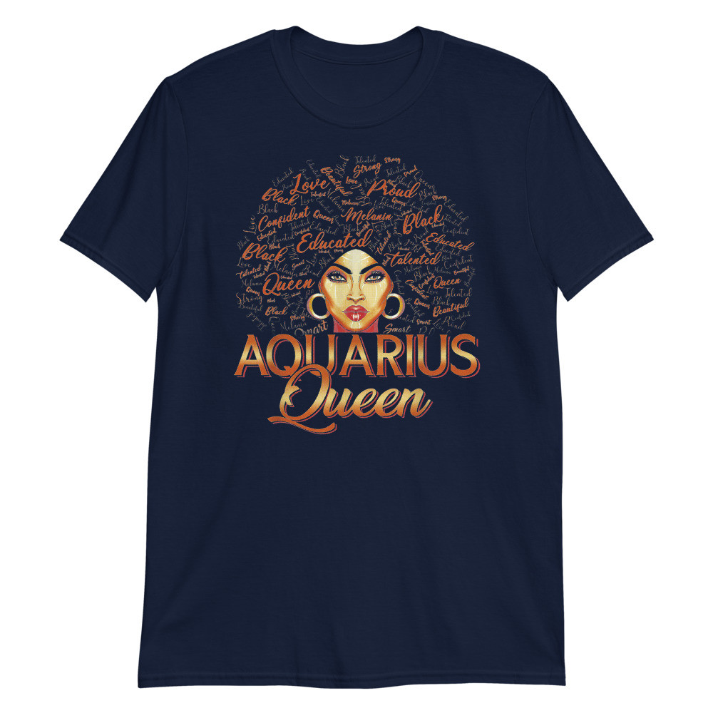 Black Women Afro Hair Art Aquarius Queen February Birthday Unisex T-Shirt