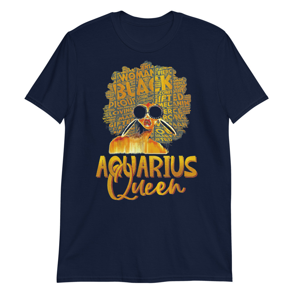 Black Women Afro Hair Art Aquarius Queen February Birthday Unisex T-Shirt