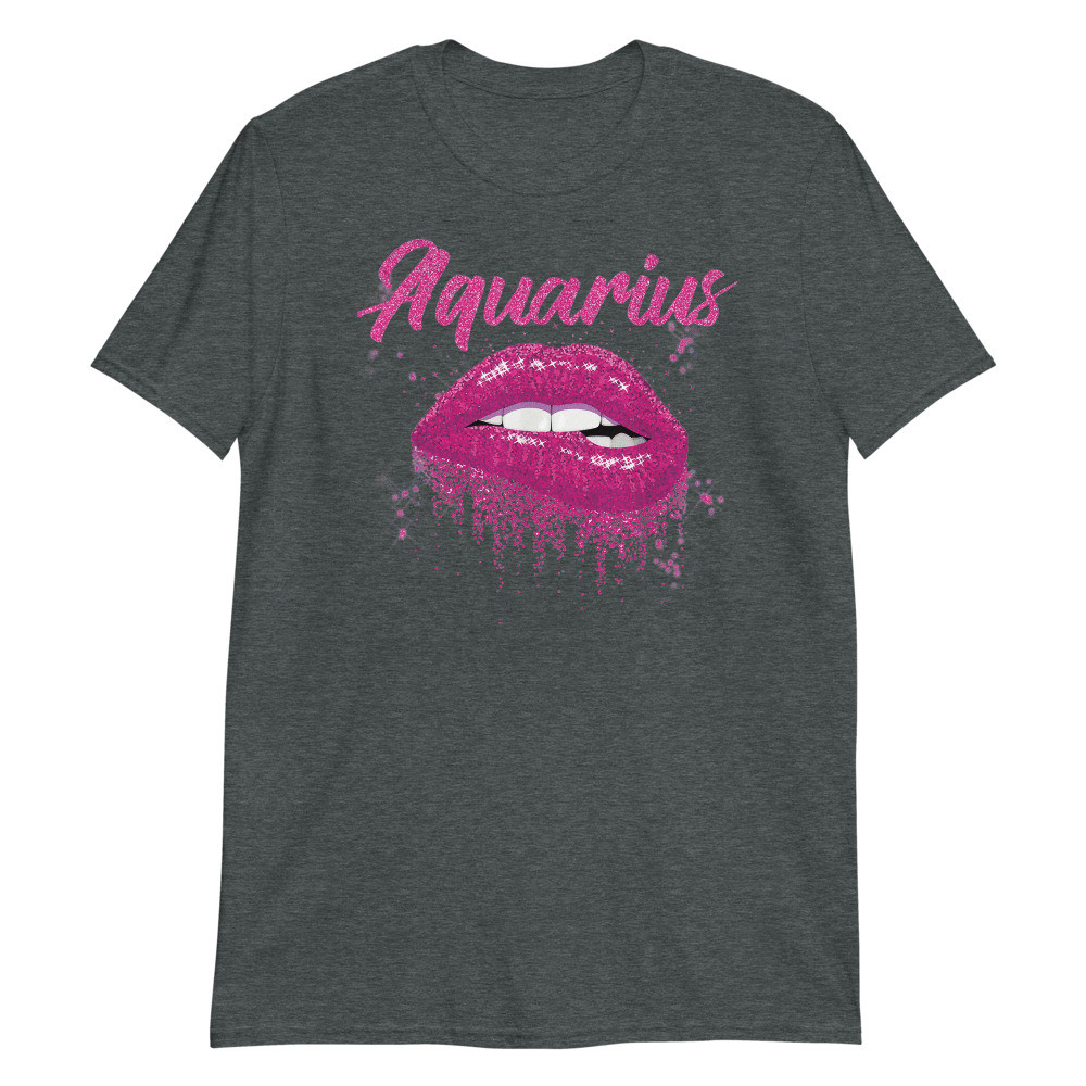 Aquarius Zodiac Birthday Pink Lips Unisex T-Shirt