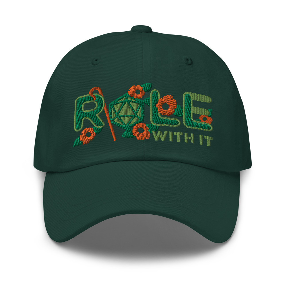 ROLL/ROLE WITH IT Druid 1 - Kelly Green/Kiwi Green/Orange on Classic Dad Hat
