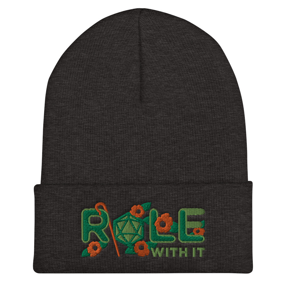 ROLL/ROLE WITH IT Druid 1 - Kelly Green/Kiwi Green/Orange on Cuffed Beanie