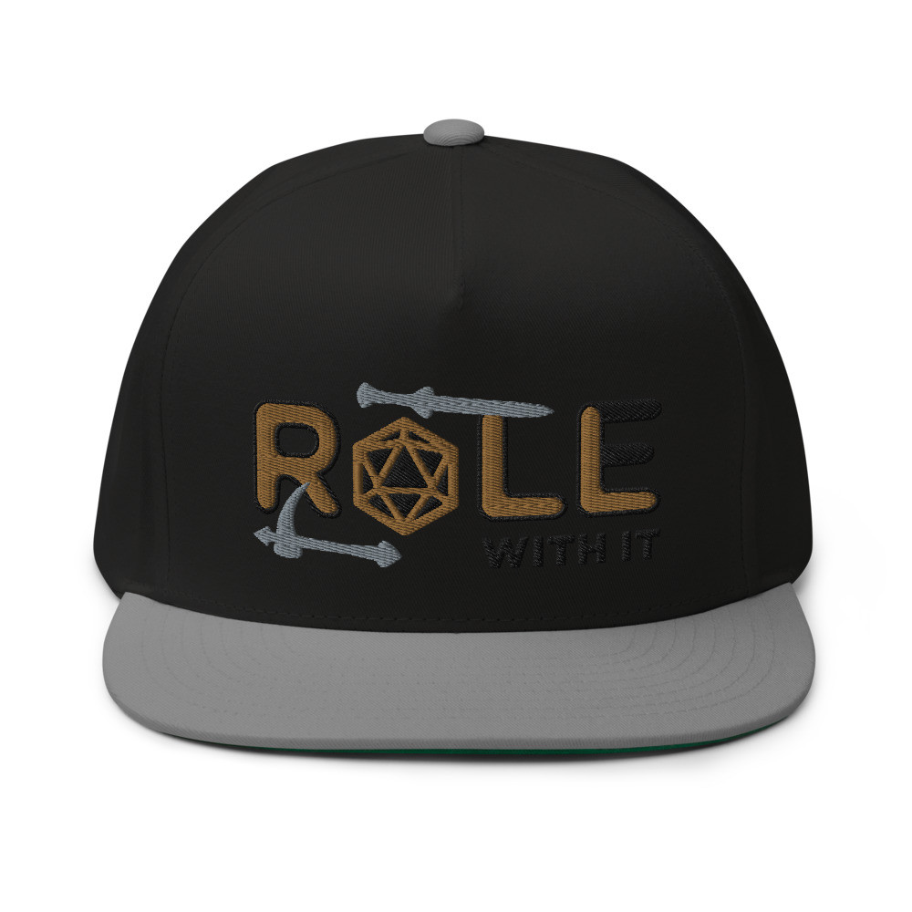 ROLL/ROLE WITH IT Fighter 1 - Old Gold/Black/Gray on Flat Bill Cap