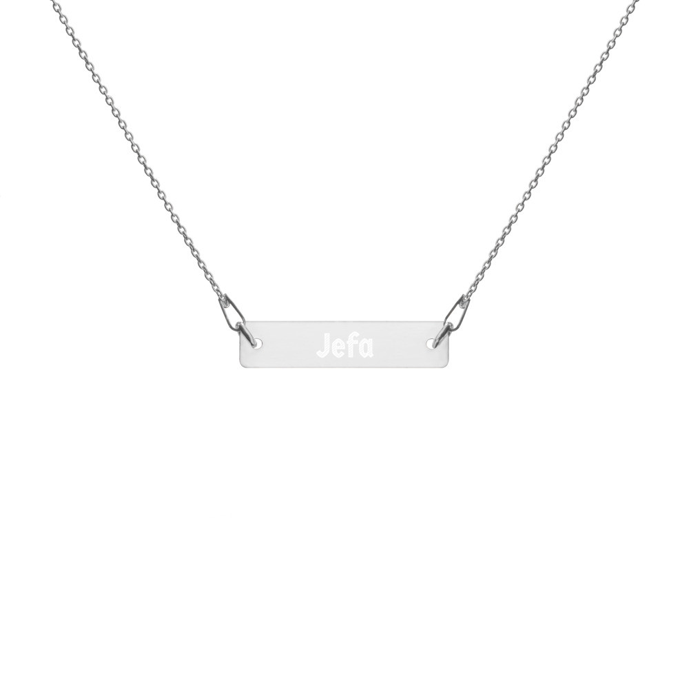 Jefa Engraved Silver Bar Chain Necklace