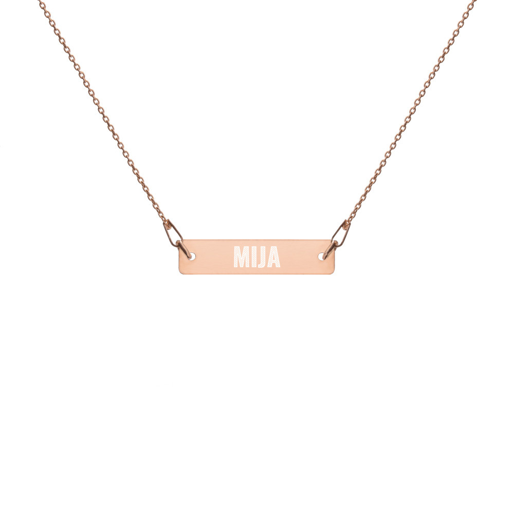 Mija Engraved Silver Bar Chain Necklace