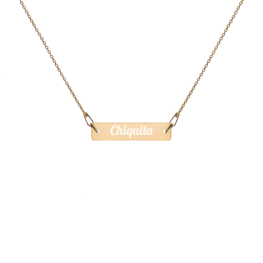 Chiquita Engraved Silver Bar Chain Necklace