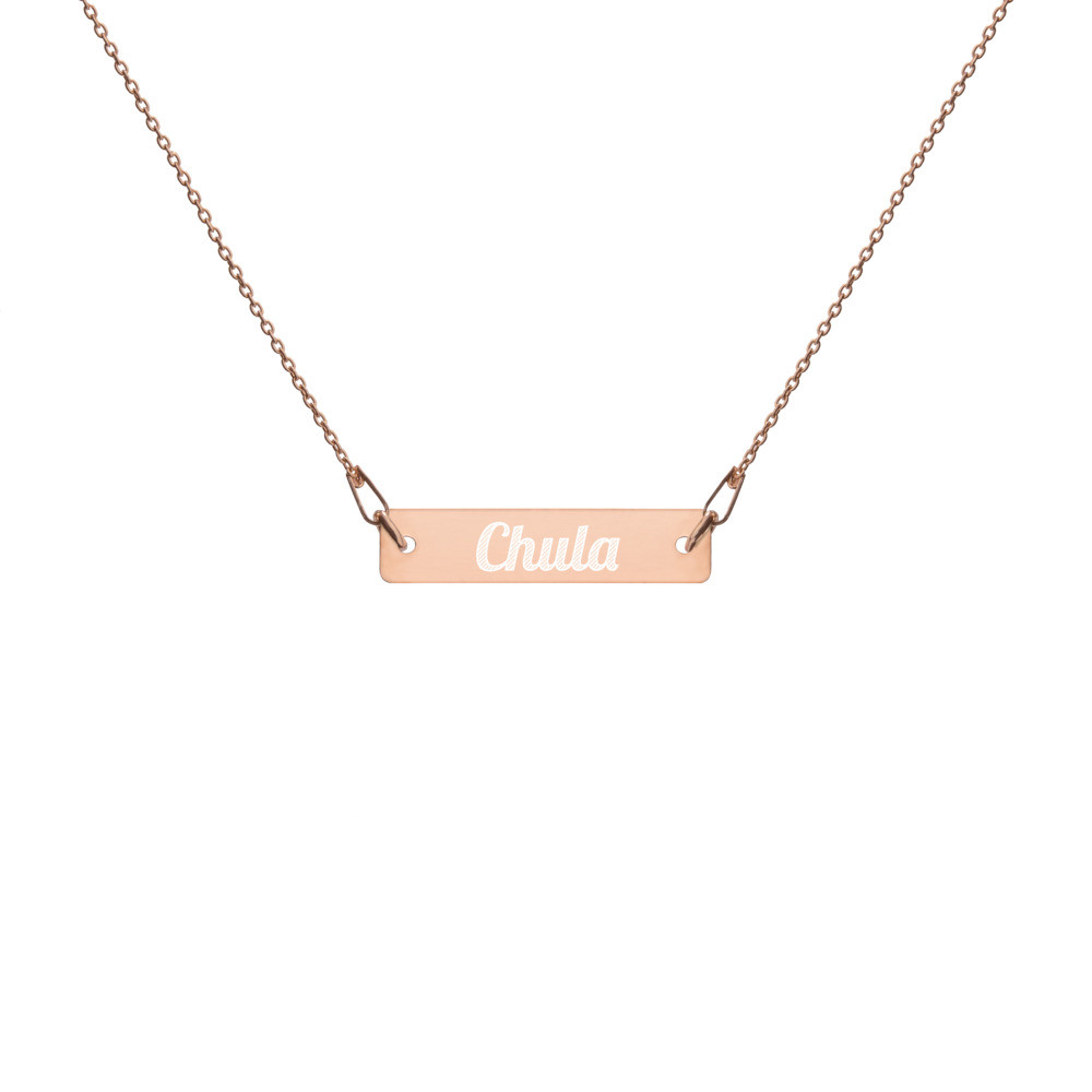 Chula Engraved Silver Bar Chain Necklace