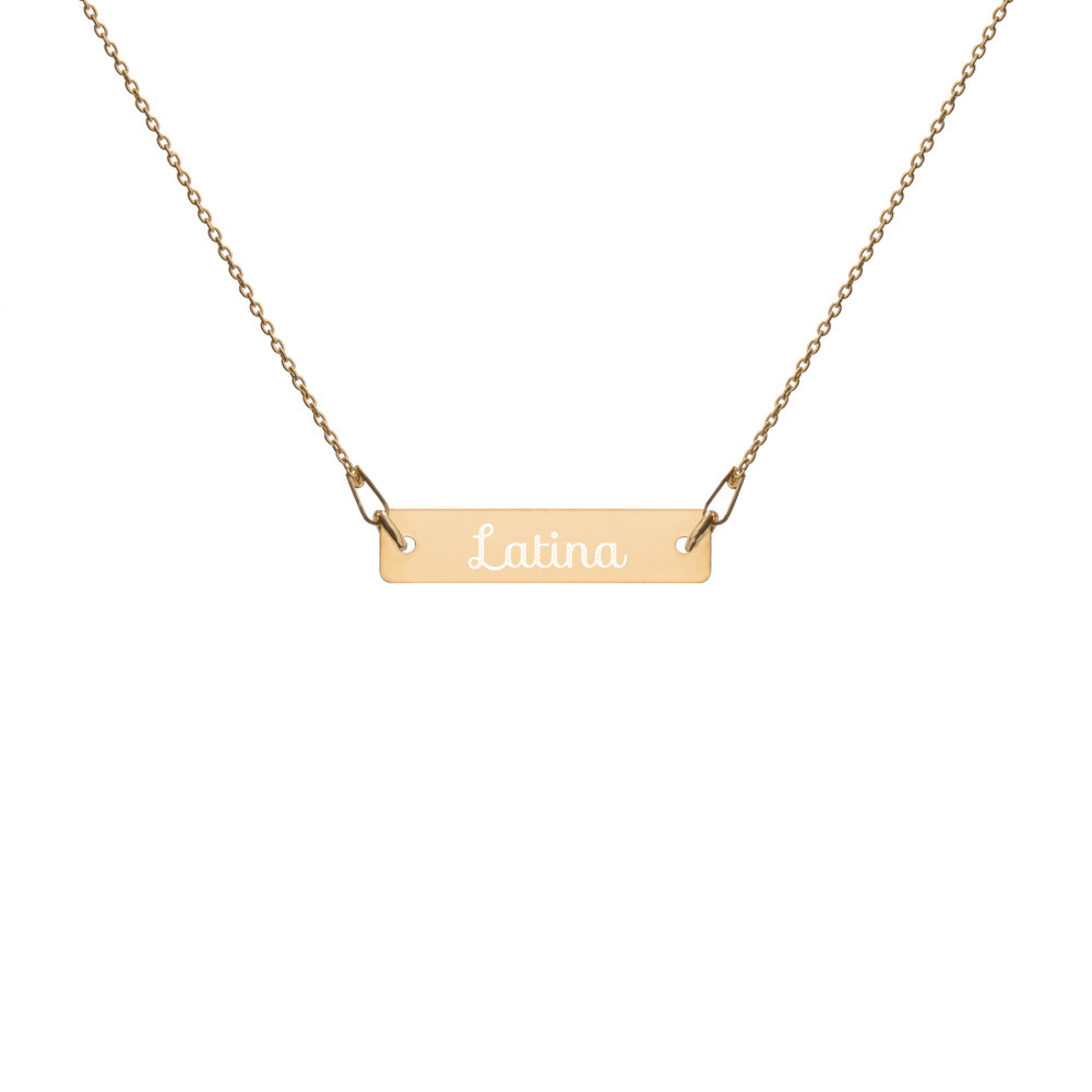 Latina Engraved Silver Bar Chain Necklace