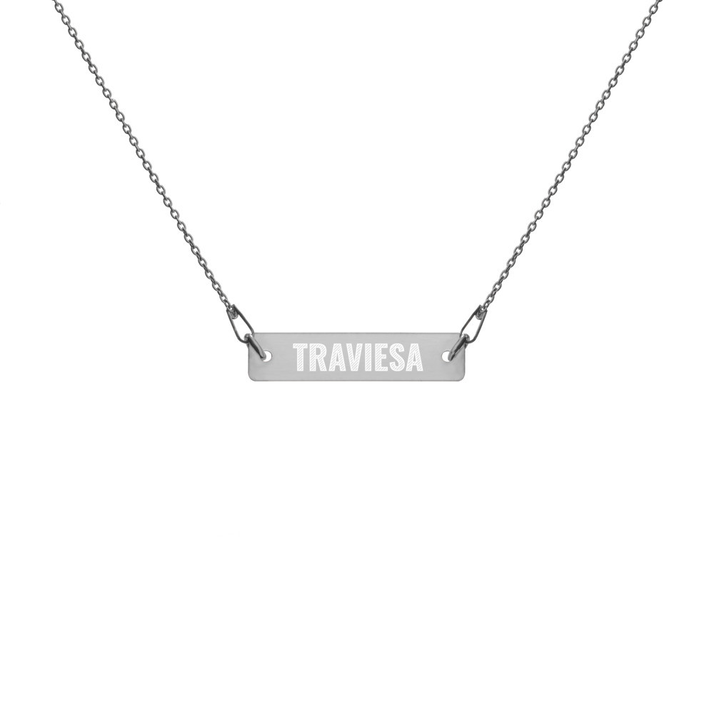 Traviesa Engraved Silver Bar Chain Necklace