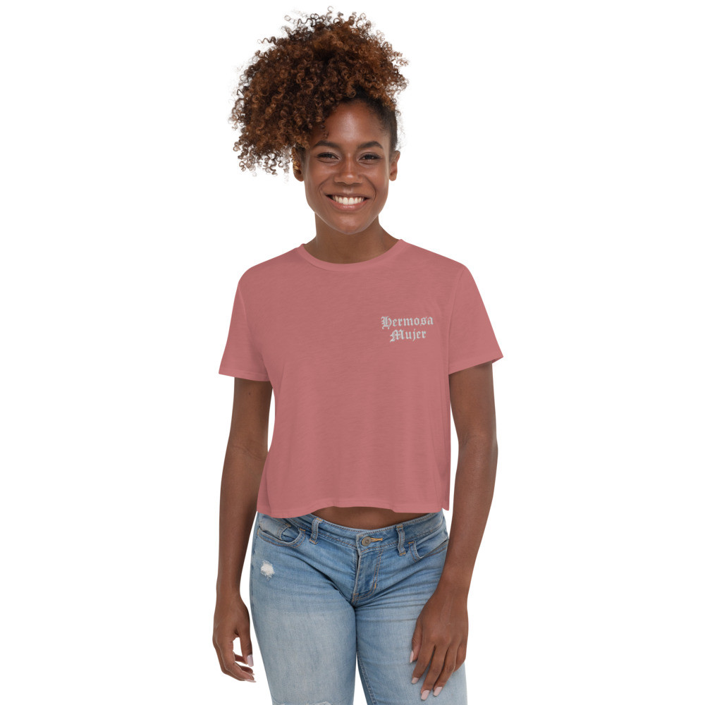 Embroidered Hermosa Flowy Crop Tee