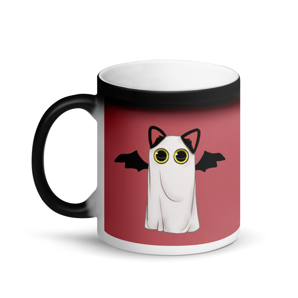 Void Cat Bat as Ghost / Matte Color Changing Mug