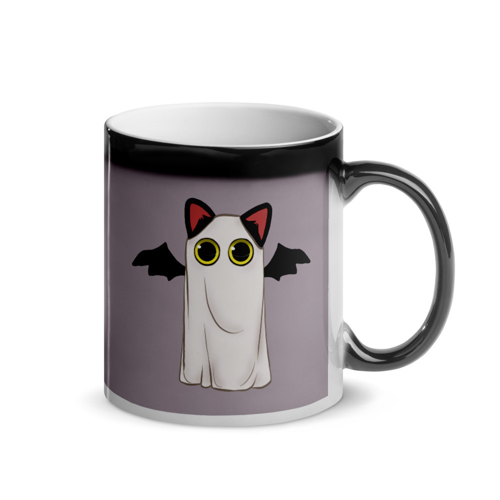 Void Cat Bat As Ghost / Glossy Color Changing Mug